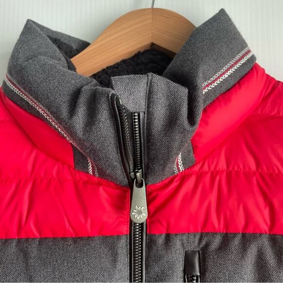 Alp-n-rock Chamonix down quilted bomber jacket steel grey and Swiss red size S - Picture 2 of 13